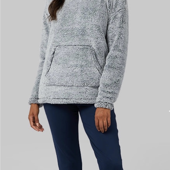 WOMEN'S SOFT SHERPA PULLOVER HOODIE - BLACK MARLED HEATHER - Picture 3 of 4